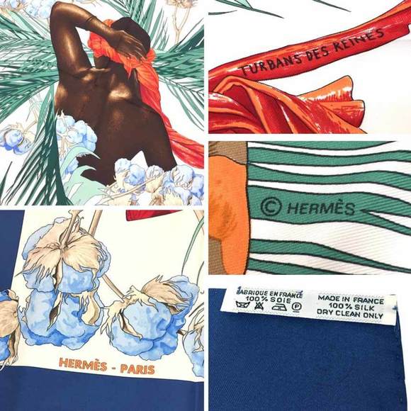 HERMES Hermes Carre 90 Scarf Muffler TURBANS DES REINES Princess Turban Blue ... - Picture 3 of 3